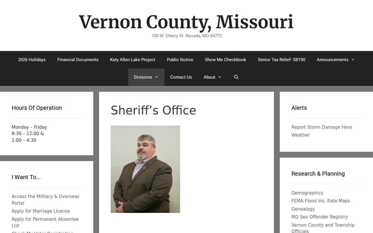 Vernon County criminal record request sheriff information