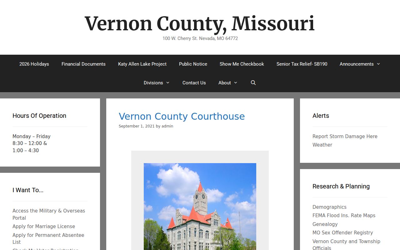 Vernon County criminal records government office directory