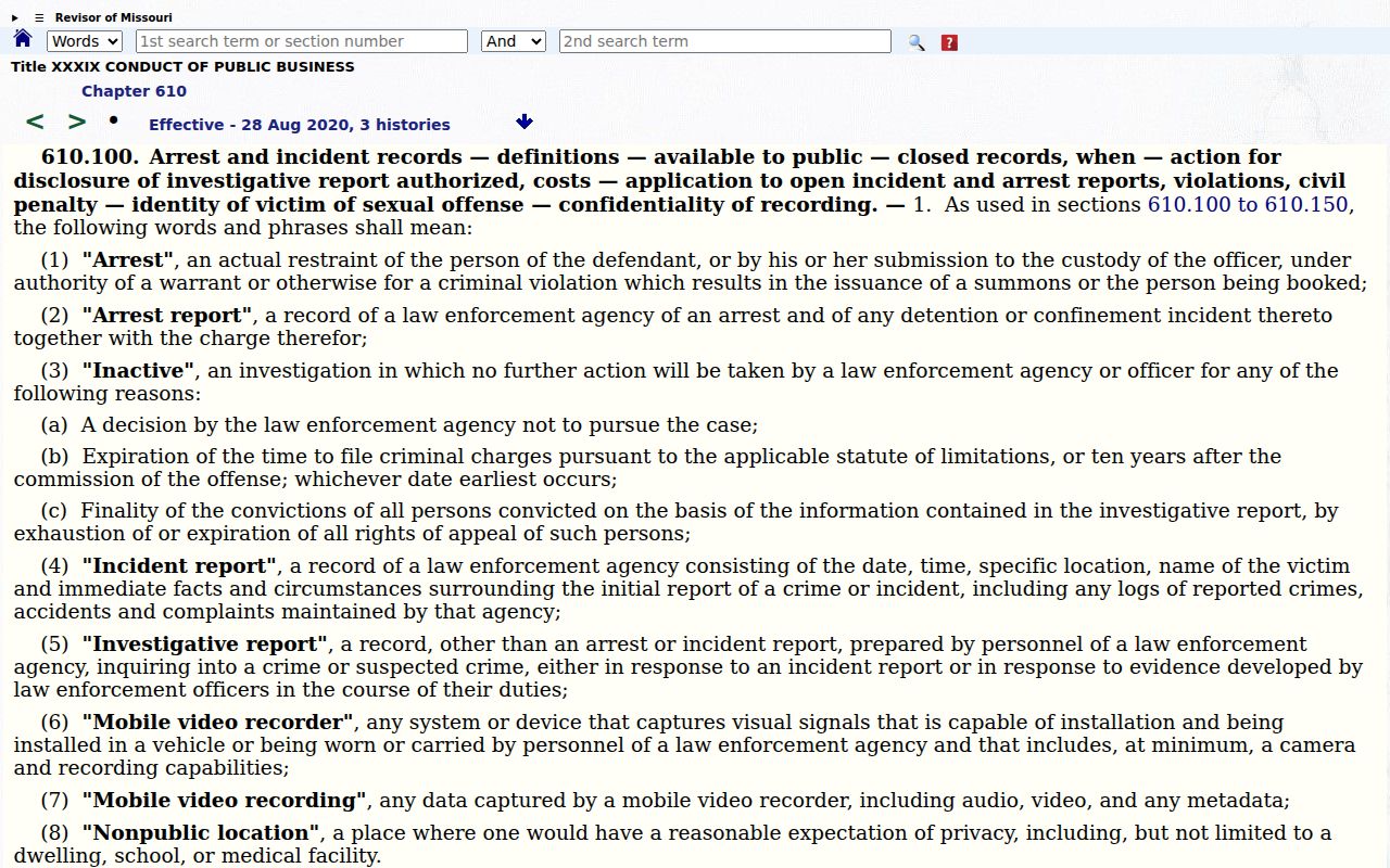 Vernon County arrest and criminal court access law
