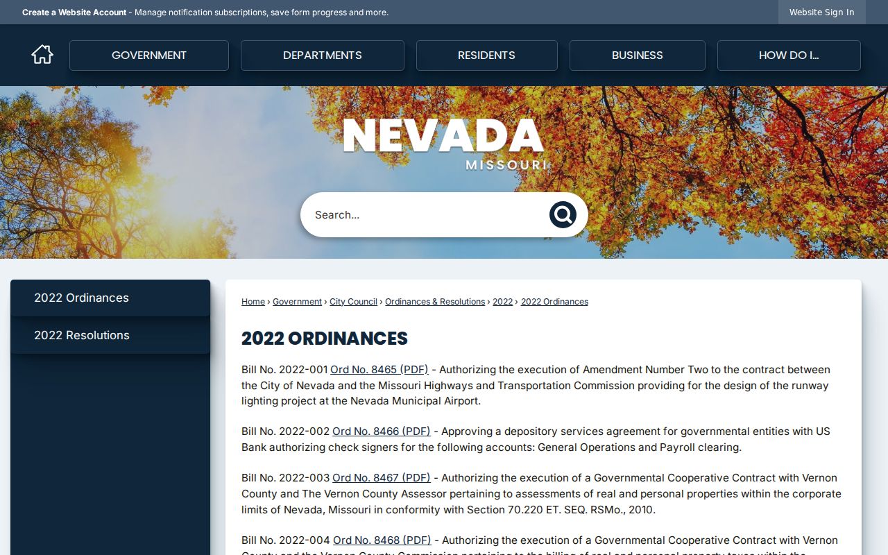 Nevada criminal history ordinance transferring municipal cases to Vernon County